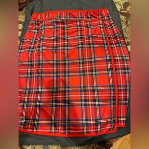 Gretchen Scott Faux Wrap Red Plaid Jersey Skirt Goddess (Size XXL) NWT